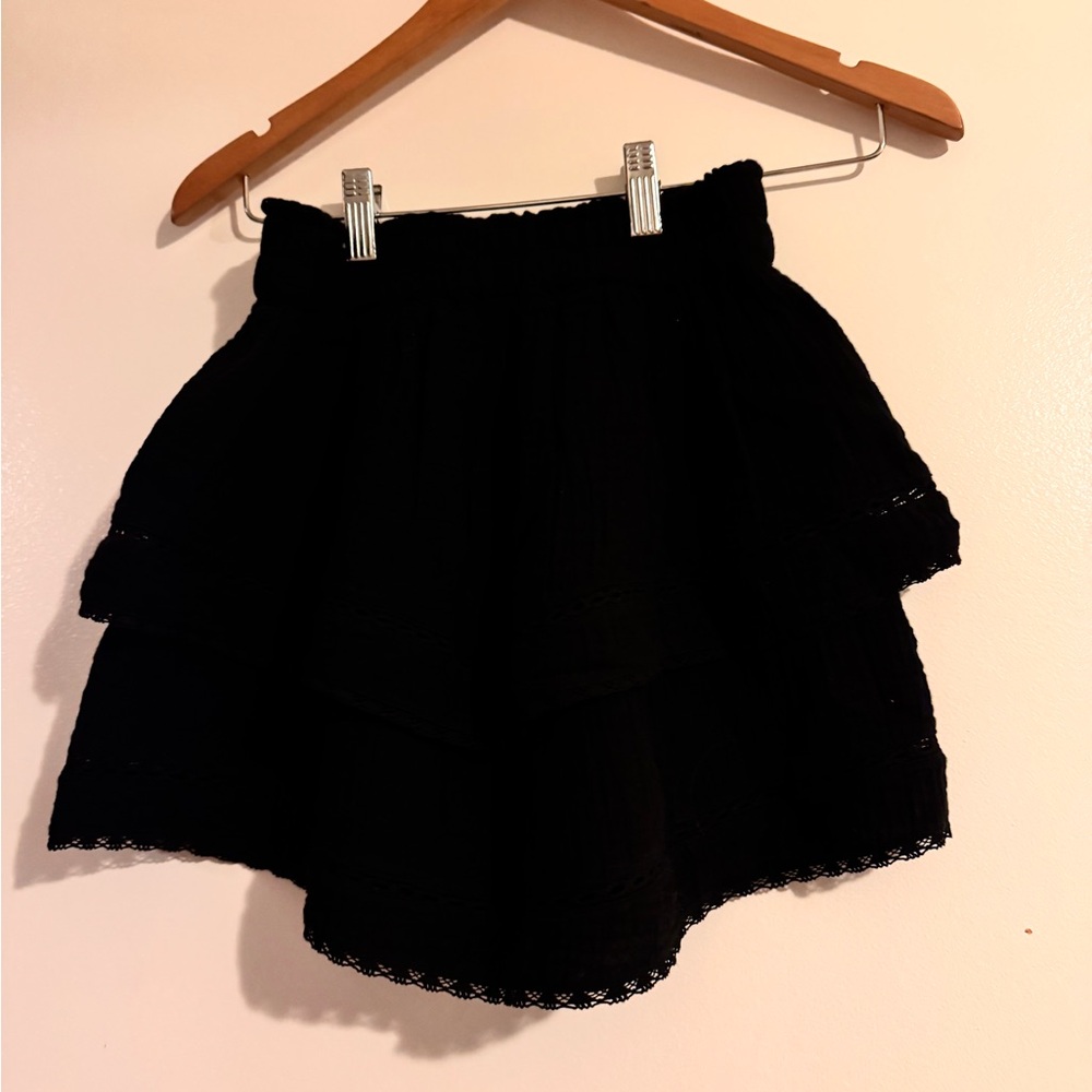 Aritzia Honeydew Black Skirt with Ruffled Layers